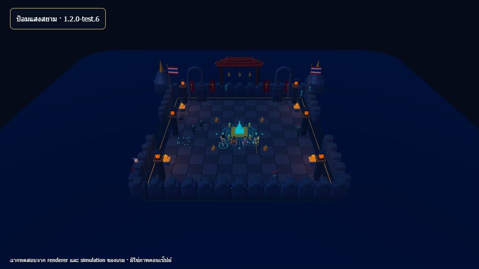ฉากป้อมไทยและผู้พิทักษ์ที่แสดงด้วยระบบเกมจริง